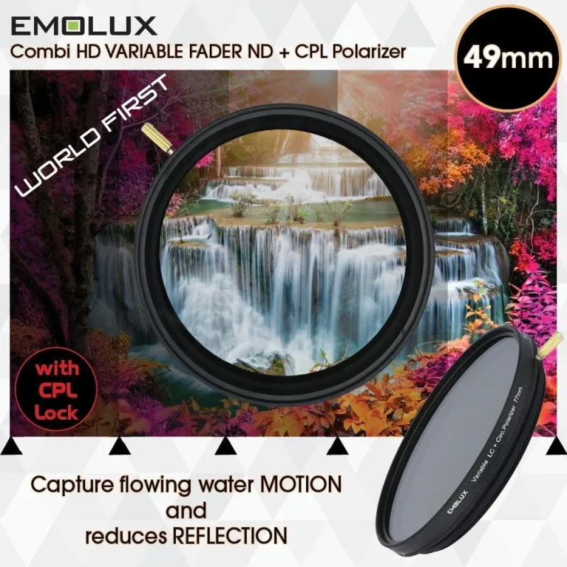Emolux 40.5mm COMBI NDP  FILTRE 1-8 F/STOP VARIABLE & POLARIZE
