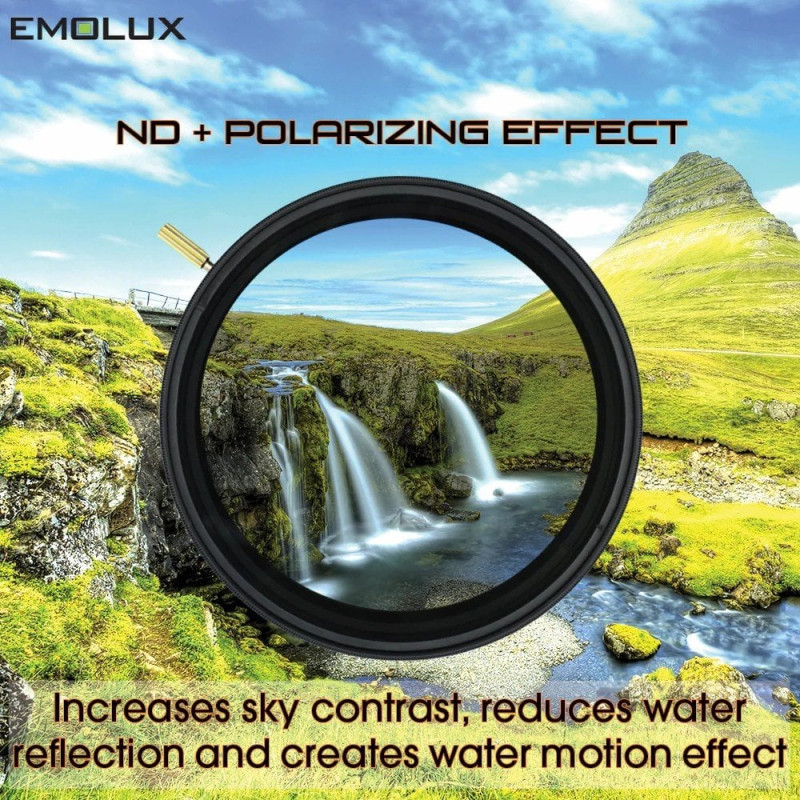 Emolux 40.5mm COMBI NDP  FILTRE 1-8 F/STOP VARIABLE & POLARIZE