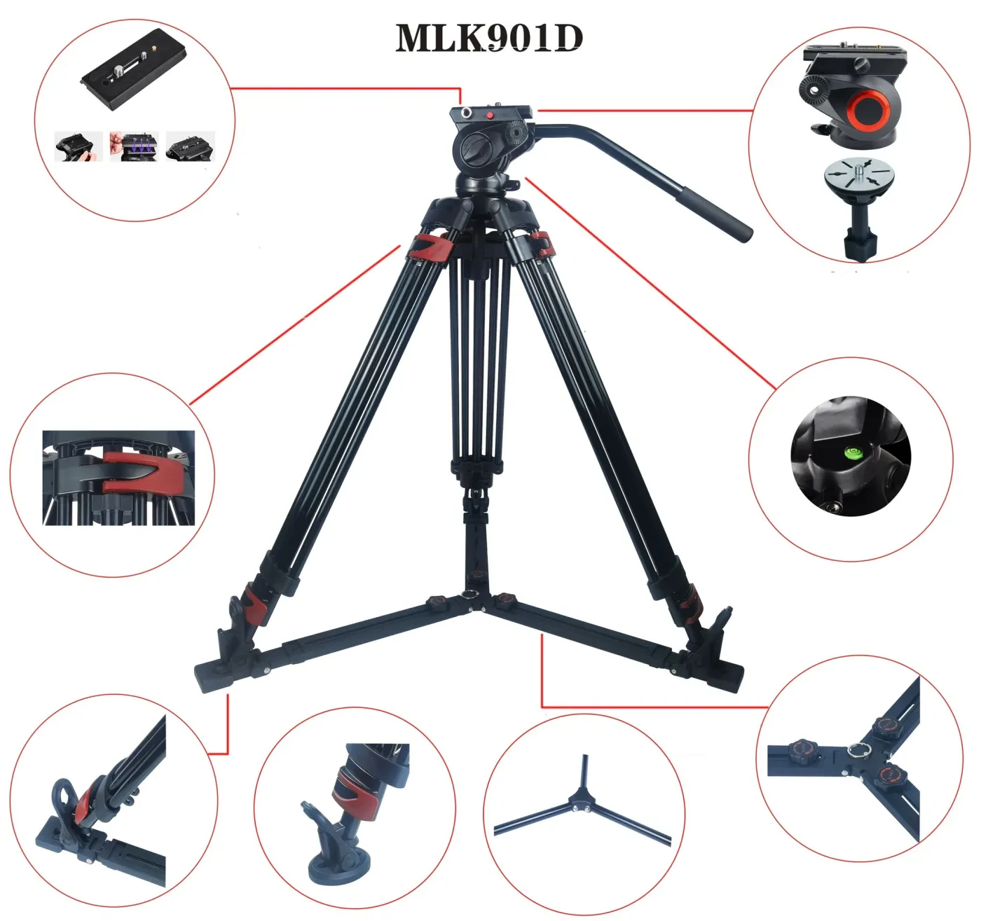 Milica MLK-901D 177cm Çantalı Profesyonel Video Tripod (SPREADER İLE)