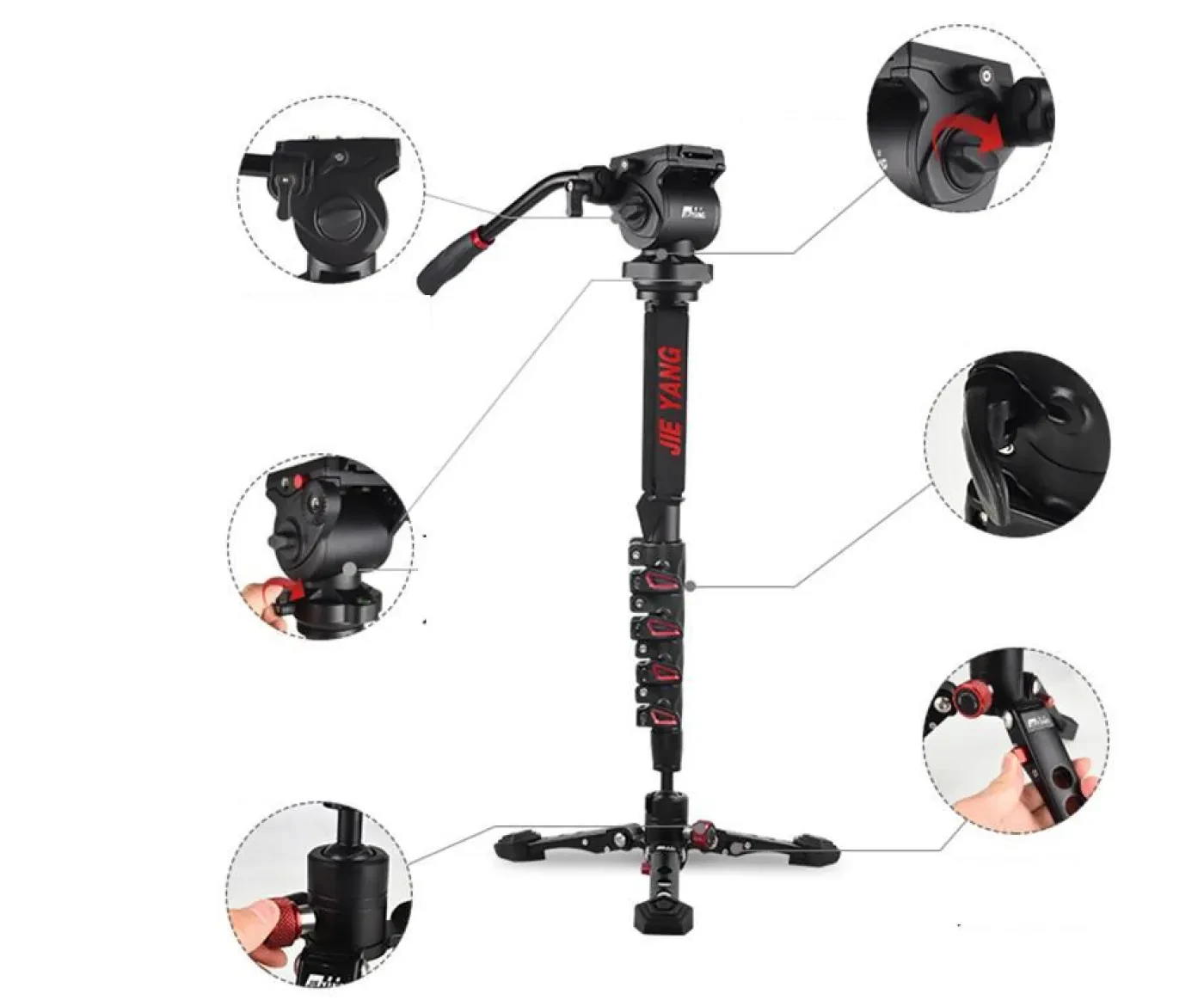 Jieyang Monopod JY0619B Mandallı Kırmızı Kilit Sistemi Yeni Leg ile