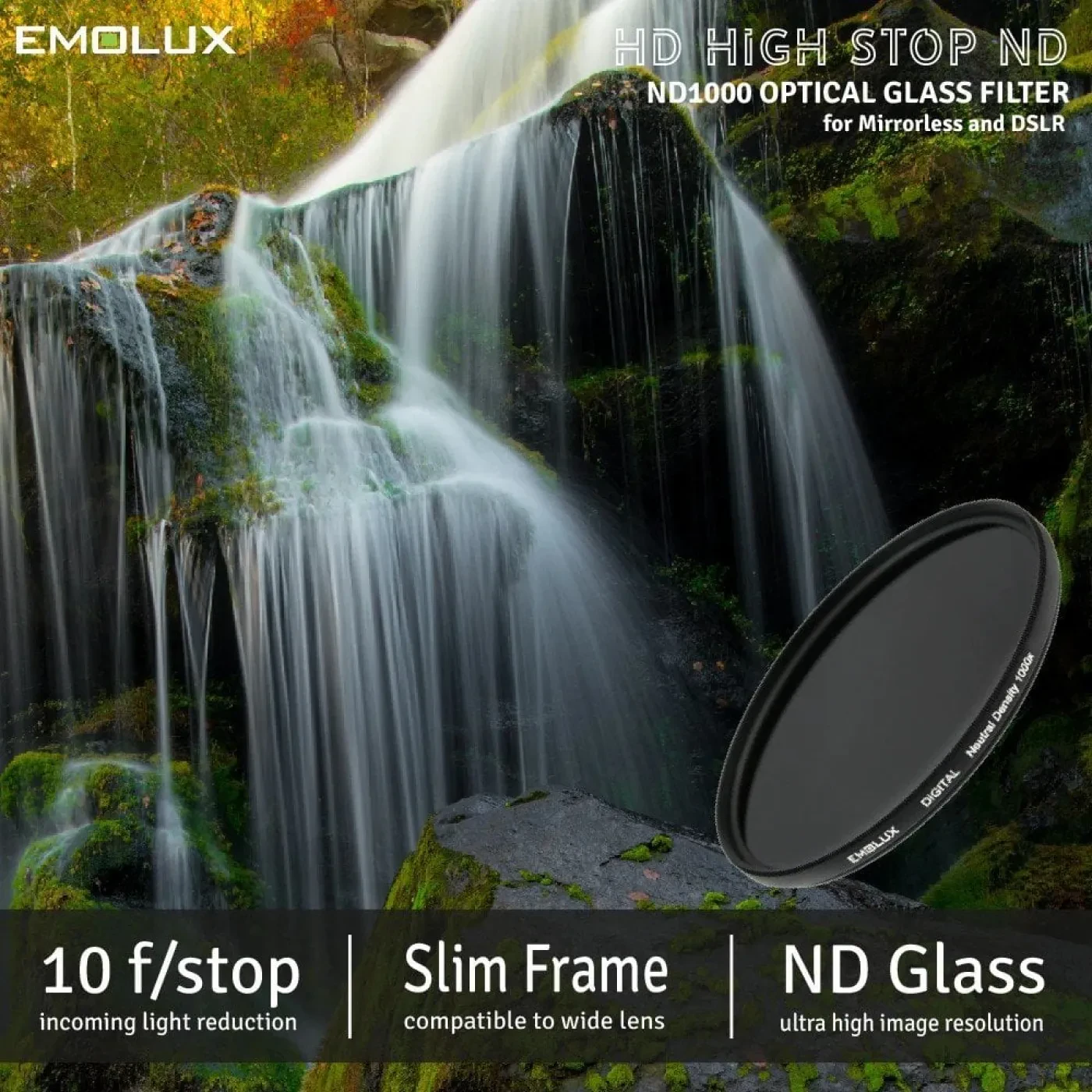 Emolux 49mm ND1000 10 Stop Filtre